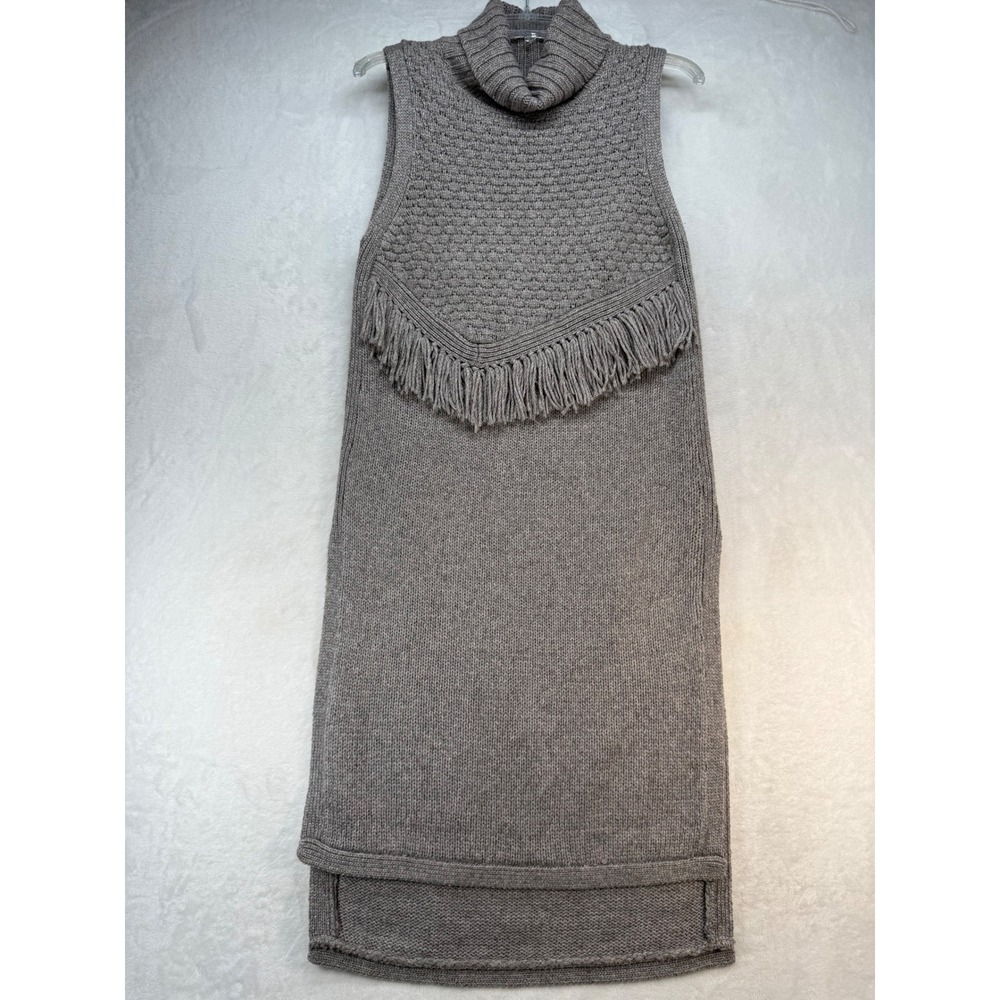 Anthropologie Nomad‎ Morgan Carper Sweater Dress Fringe Knit Tunic Gray M